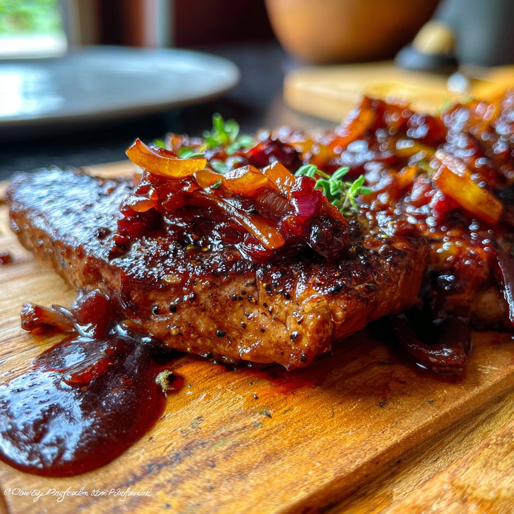 Steak mit Rotwein-Schalotten