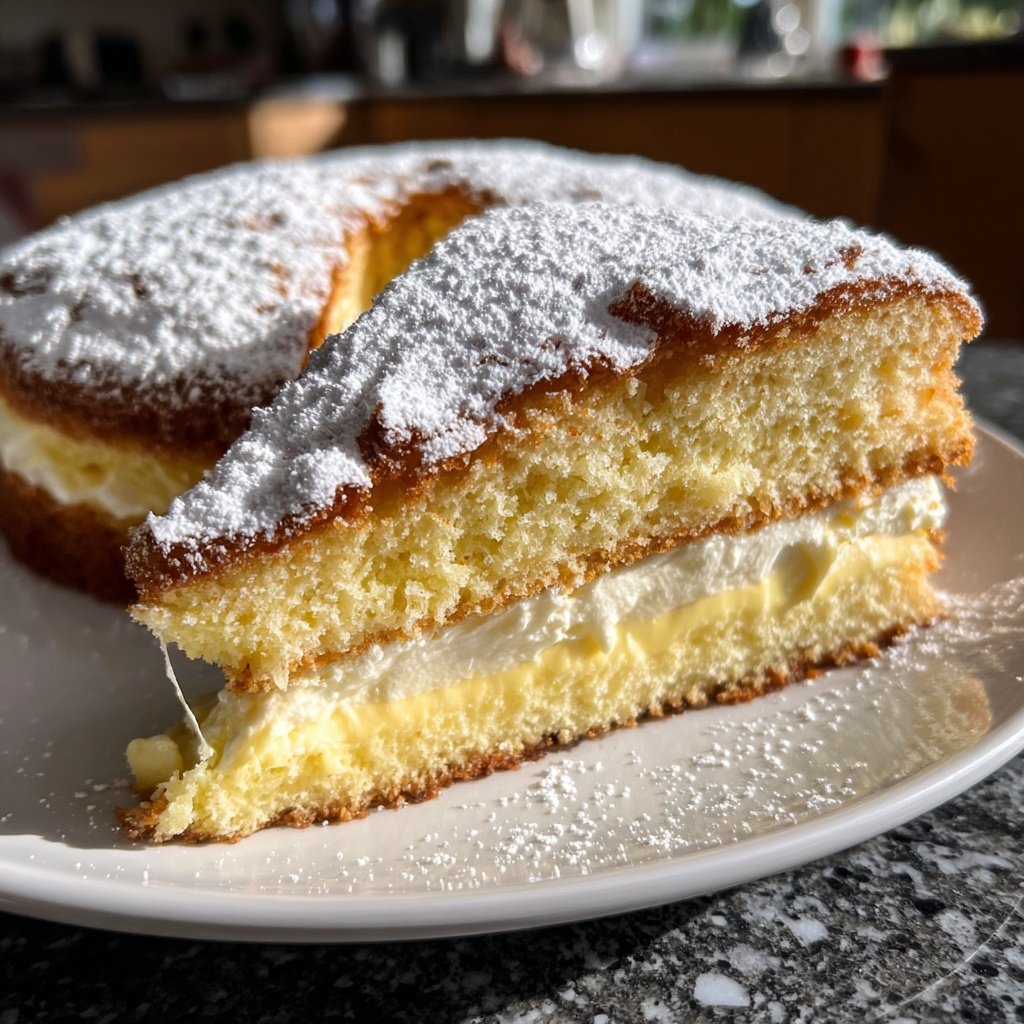 Blechkuchen mit Vanillefüllung