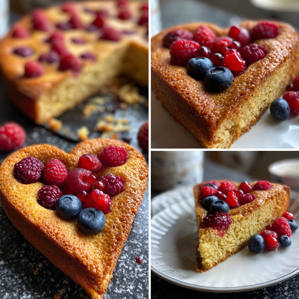 Kuchen zum Valentinstag mit Beeren