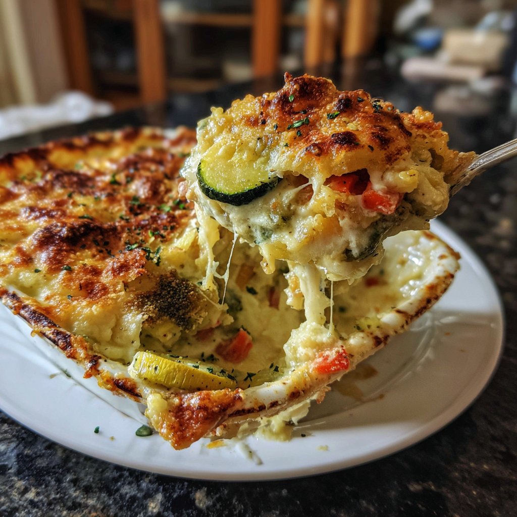 Abendessen mit cremigem Gemüsegratin