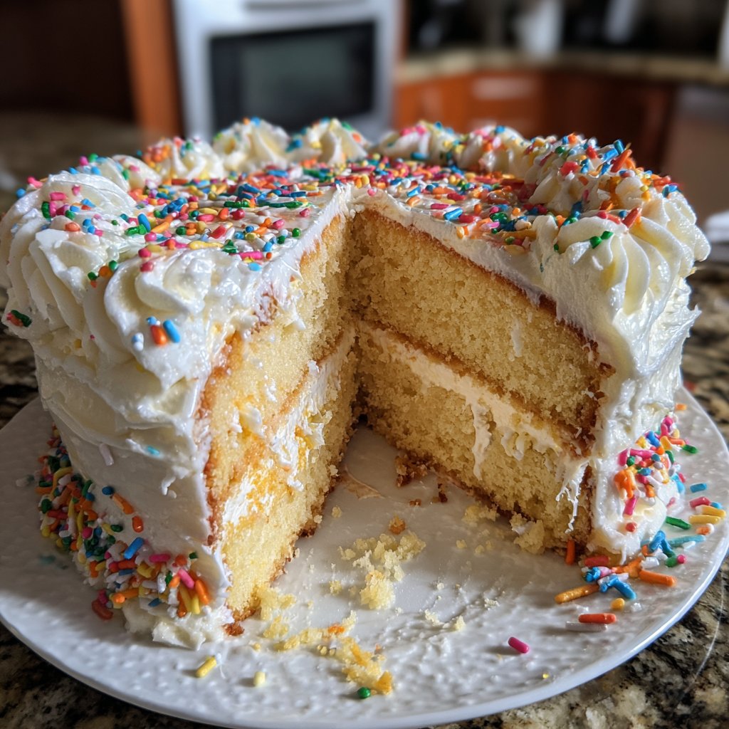 Geburtstagskuchen mit Vanillecreme