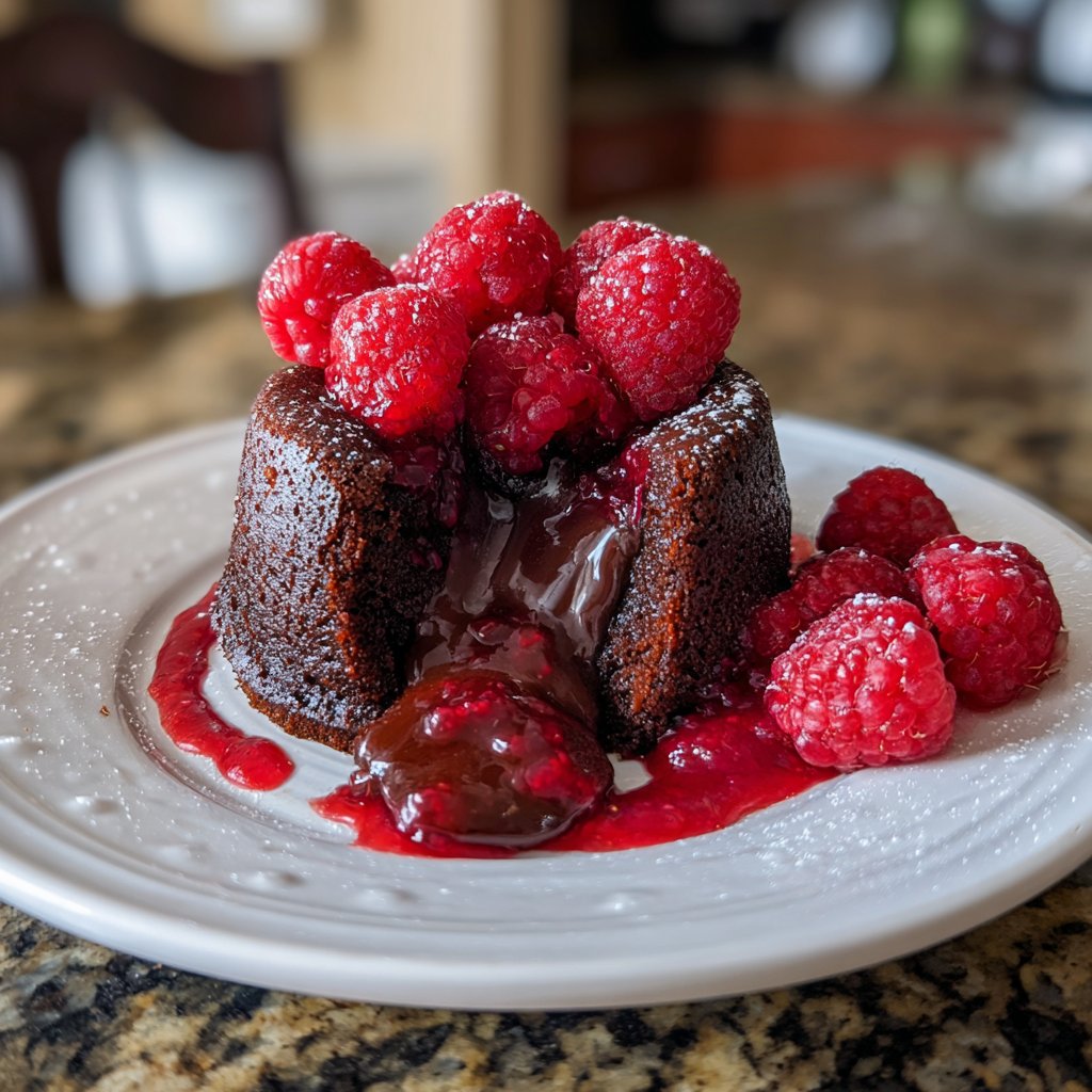 Lava Cake mit Himbeeren